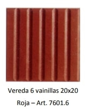 Piso De Cemento Lanik 20X20 C/6 Vainillas Rojas 7601.6