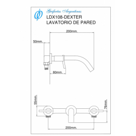 Griferia De Lavatorio Aquor Pared Dexter Ldx108