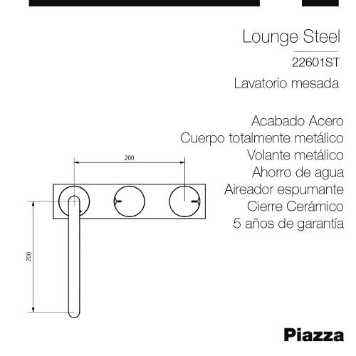 Griferia Lavatorio Lounge Steel Cierre Cerámico