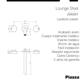 Griferia Lavatorio Lounge Steel Cierre Cerámico
