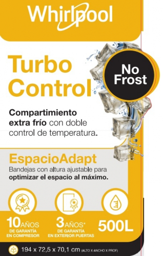 Heladera No Frost Whirlpool 500 Lts Inox Wrm57K2