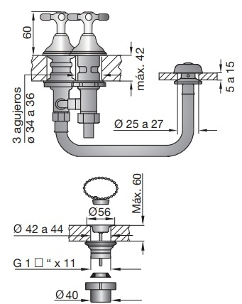 Griferia Baño Kit Completo Fv Newport 900.03/B2P Cr