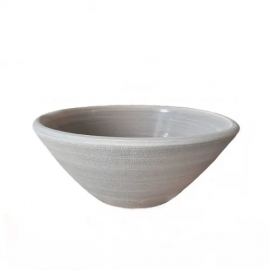 Bacha Artesanal Ceramica De Apoyo Elíptica Fango 30 Cm Tela Gris